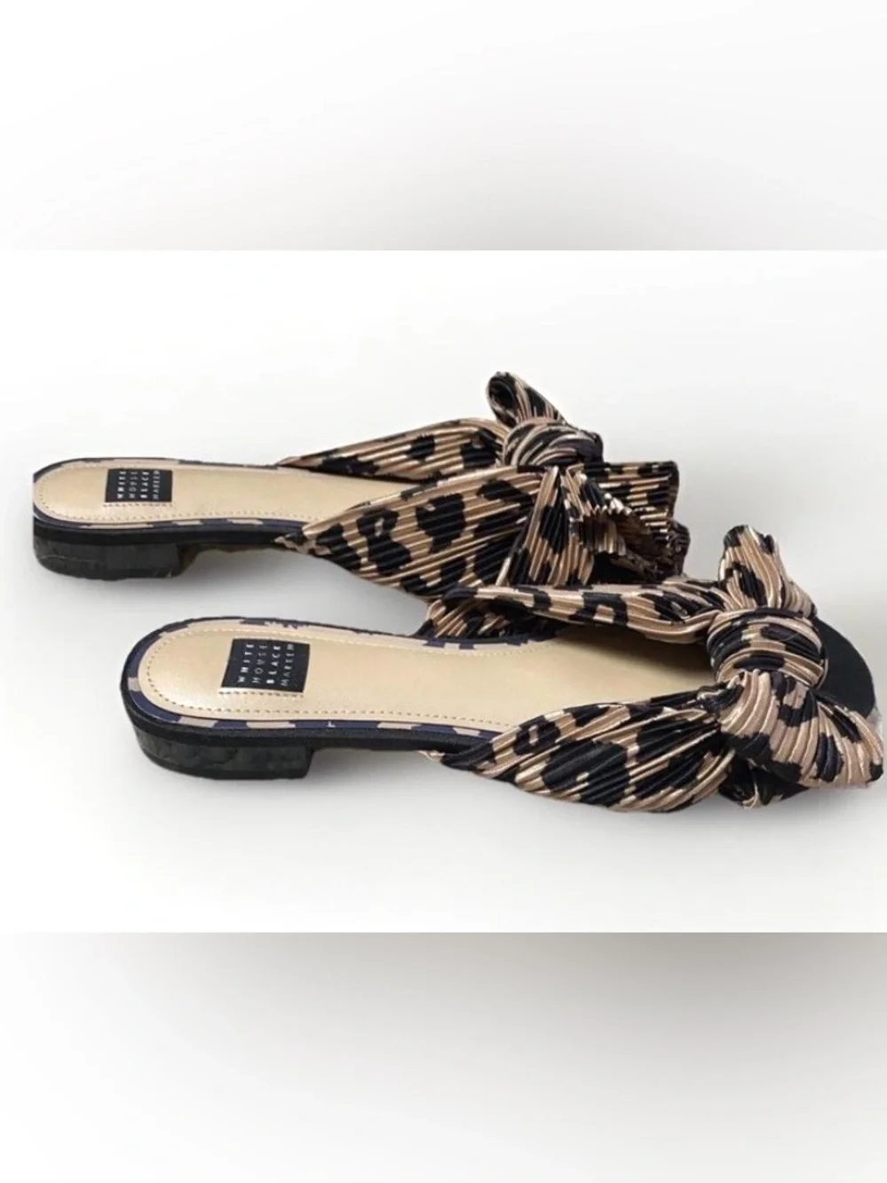 White House Black Market Liv Leopard Print Crinkle Slides - NWOT